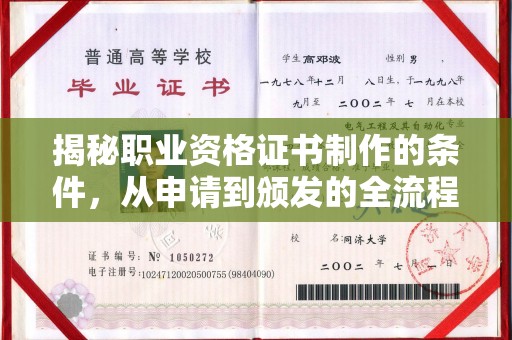 九龙坡揭秘职业资格证书制作的条件，从申请到颁发的全流程解析